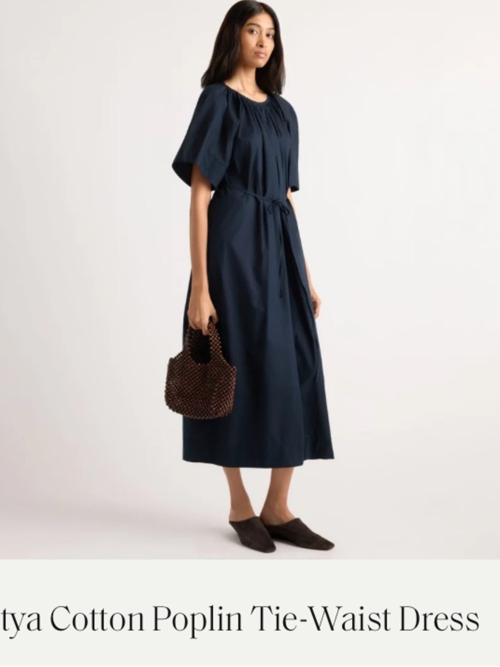 Katya cotton poplin tie-waist dress